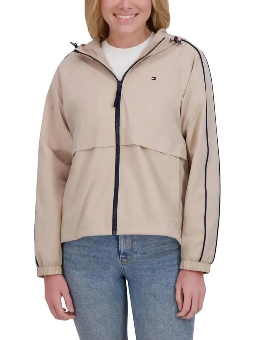 Tommy Hilfiger Women’s Windbreaker Jacket, Lightweight Hooded